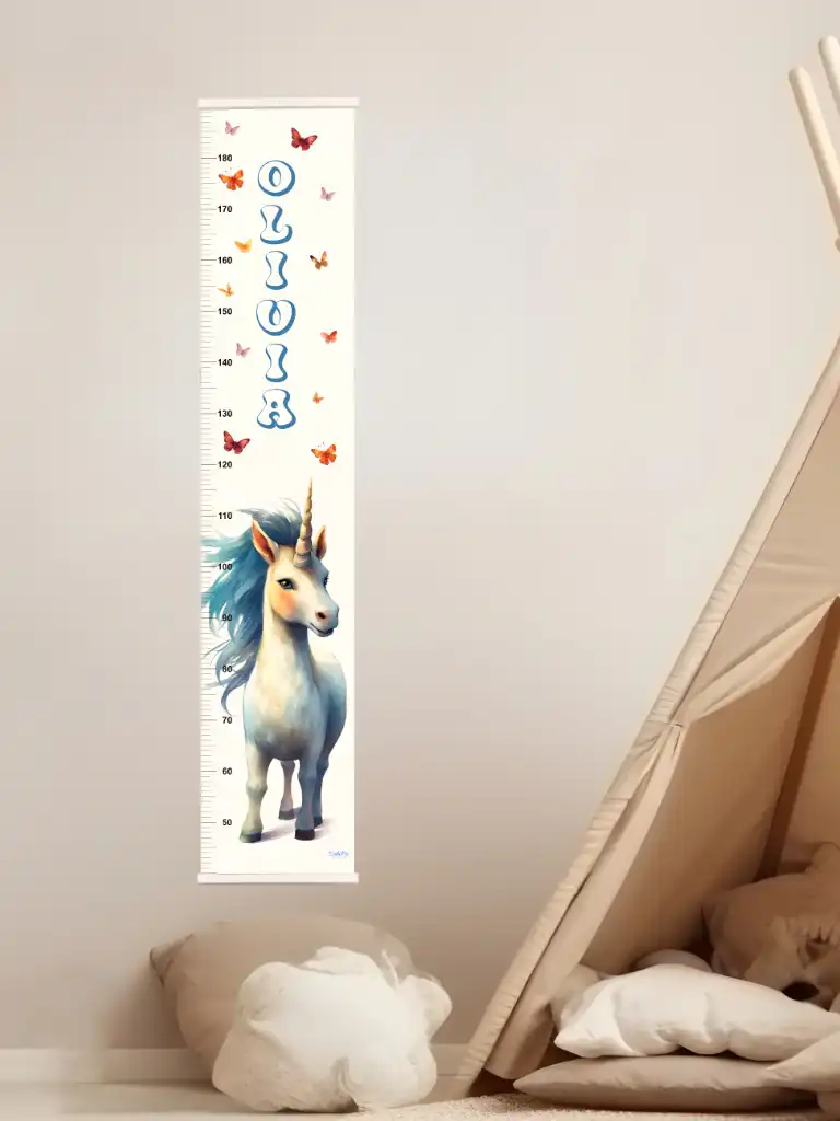 Mätsticka för barn med namn och enhörning, unicorn motiv