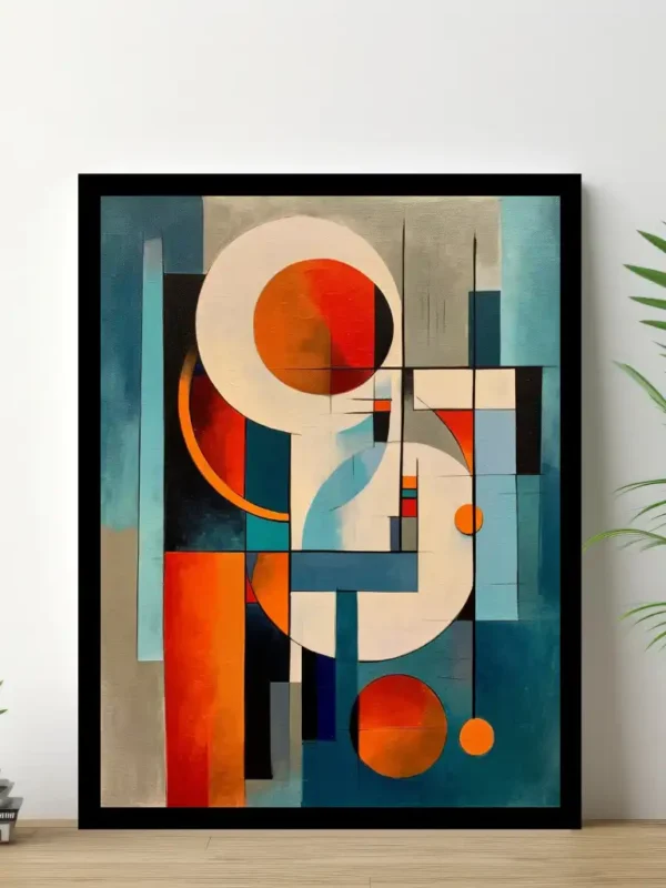 Orange – blå abstrakt poster – posters online