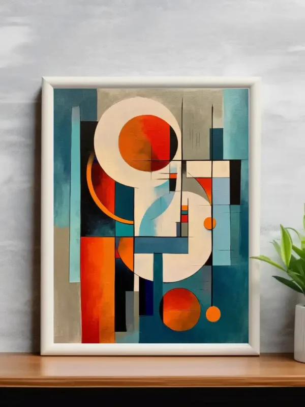 Orange – blå abstrakt poster – posters online