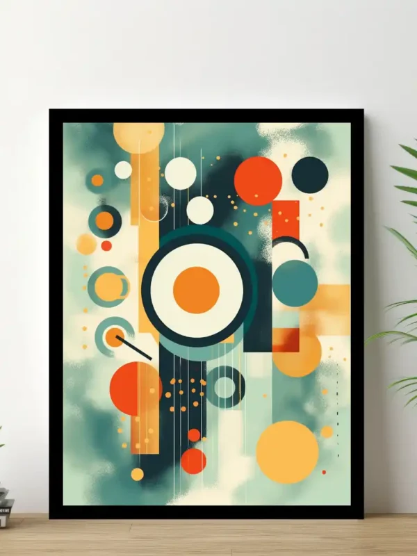 Cirkulär Harmoni – Abstrakt Poster i Grön, Beige, Orange och Gul – Online Posters