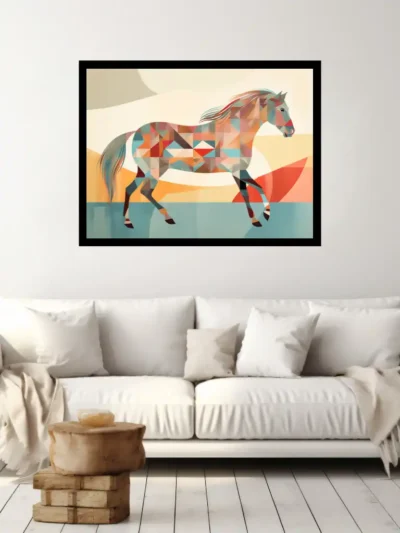 Elegans i Form - Abstrakt Poster med Den Abstrakta Hästen