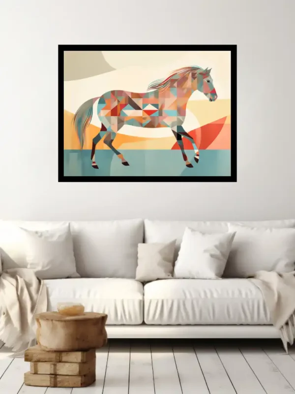 Elegans i Form – Abstrakt Poster med Den Abstrakta Hästen