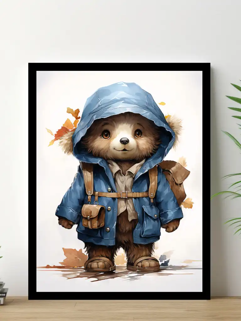 Barntavla - En Trevlig björn i blå jacka
