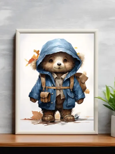 Barntavla - En Trevlig björn i blå jacka