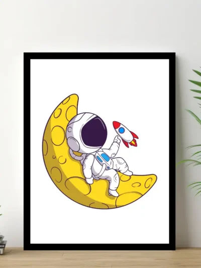 Barnposter med/utan namn - barntavlor, barn posters tavla barnrum - Astronauten på månen