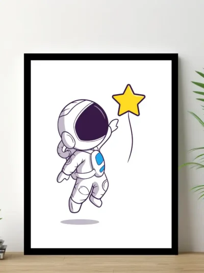 Barnposter med/utan namn - barntavlor, barn posters tavla barnrum - Astronaut med stjärna
