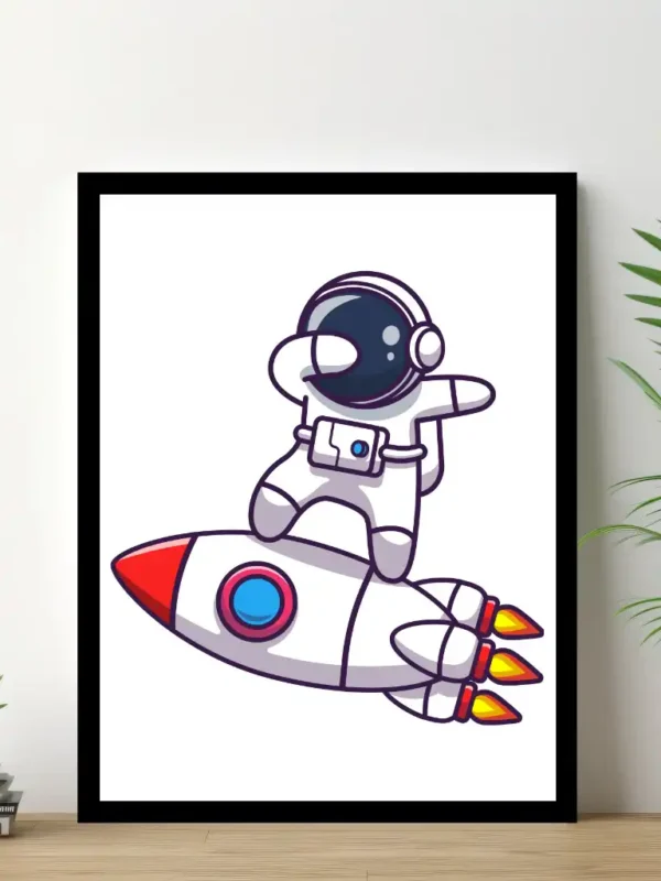 Barnposter med namn – Barntavlor – Astronaut på raket