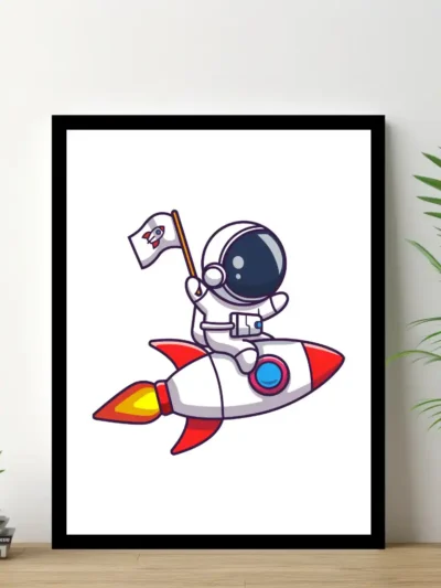 Barnposter med/utan namn - barntavlor, barn posters tavla barnrum - Astronaut på raket 2