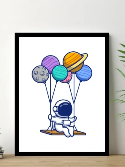 Barnposter med Barnposter med/utan namn - barntavlor, barn posters tavla barnrum - Astronaut med planeter
