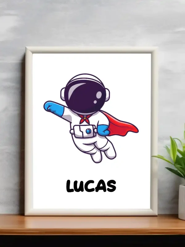 Barnposter med namn – Barntavlor – Astronaut Hjälte