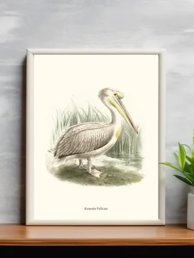 Vintage Fågel Poster - Roseate Pelican - Online Posters