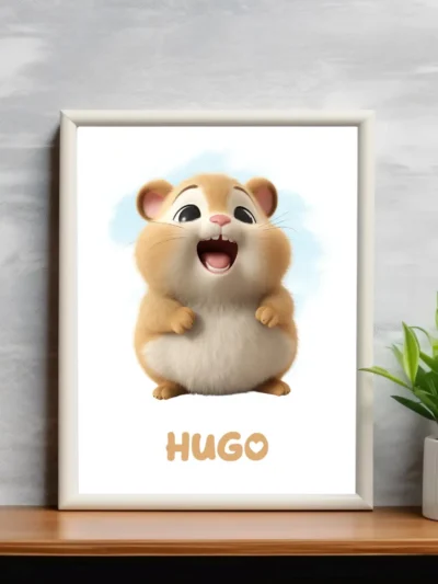 Barnposter med namn - Poster för barnrum - Hungrig hamster