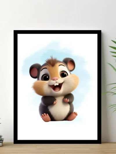 Barnposter med namn - Poster för barnrum - Glad svart hamster