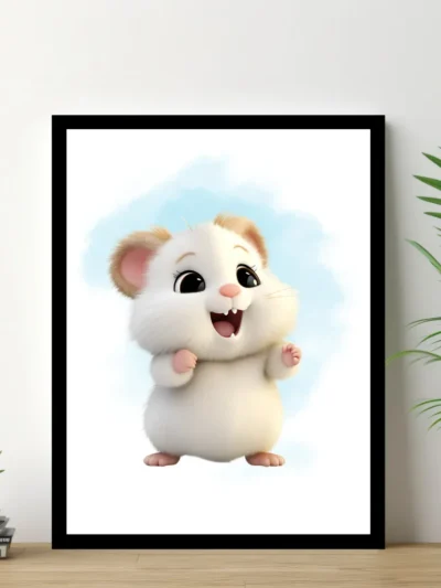 Barnposter med namn - Poster för barnrum - Lekfull vit hamster