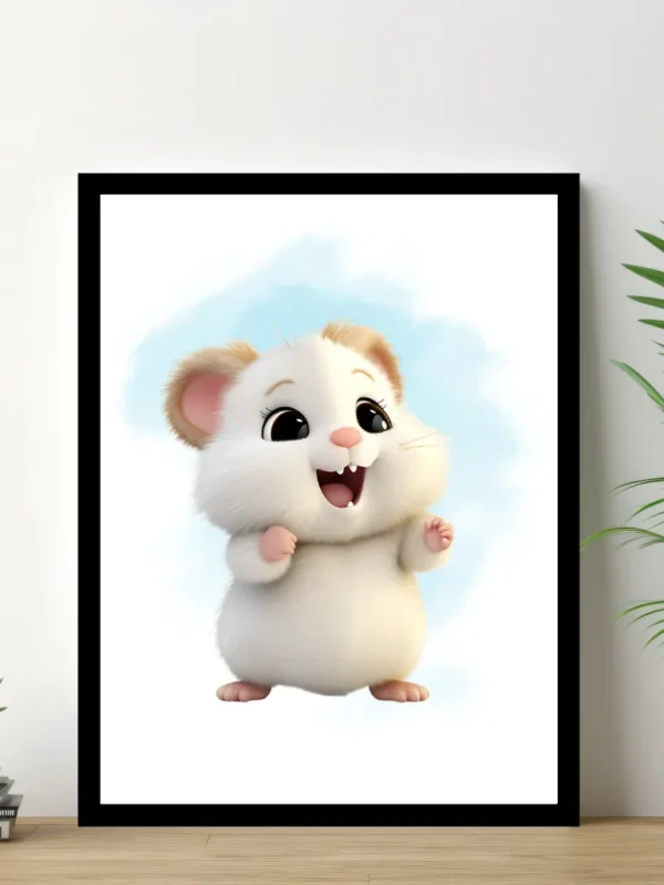 Barnposter med namn – Poster för barnrum – Lekfull vit hamster