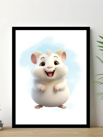 Barnposter med namn - Poster för barnrum - Glad vit hamster