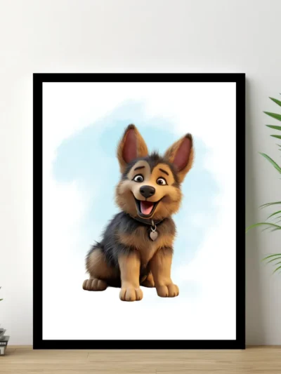 Barnposter med namn - Poster för barnrum - Glad schäferhund