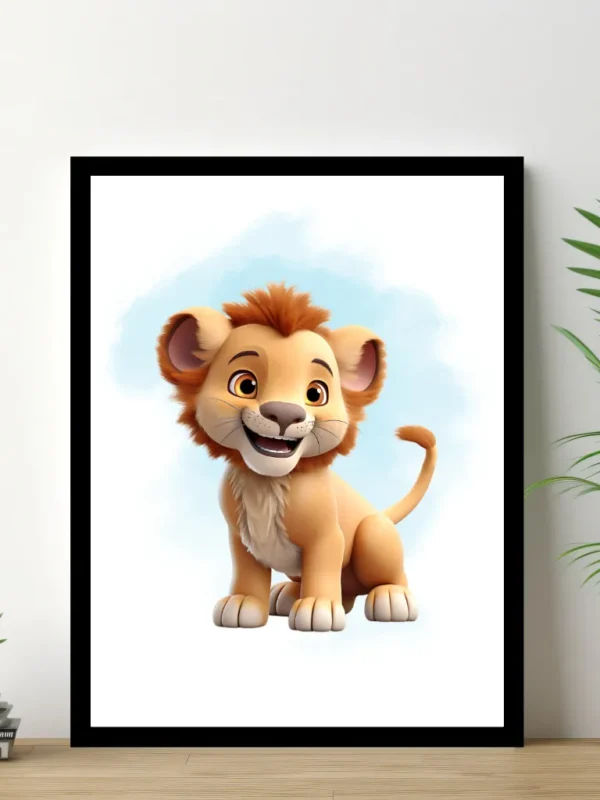 Barnposter med namn – Poster för barnrum – Glad lion